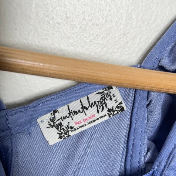 FREE PEOPLE Want Your Love Min Slip Dress Satin Vintage Blue {GG2} - Picture 5 of 7
